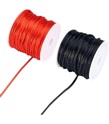 CoCud Corda Intrecciata Nylon, Diametro 0,6 Mm, Lunghezza 50 Iarde (45 Metri), Filo di Nylon Morbido e Liscio, Colore Rosso - (Applicazioni: Fai da Te, Artigianato Rosso