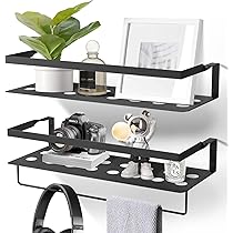 Set 2 Mensole Da Muro In Metallo Nero - 40cm, Per Bagno, Cucina, Ufficio - Foto 6