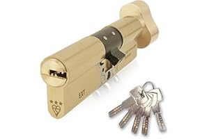 IRONWORX® APECS - Serratura a cilindro europeo a 3 stelle, in ottone, 45 mm (chiave) (90 mm), ad alta sicurezza, TS007 BSI, con 5 chiavi