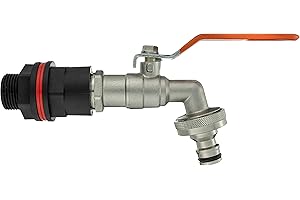COST WISE Water Butt/rain Barrel/Tank Outlet Adaptor with Metal Lever tap,1/2" (Requires a 21mm Hole) or 3/4" (Requires a 26mm Hole)