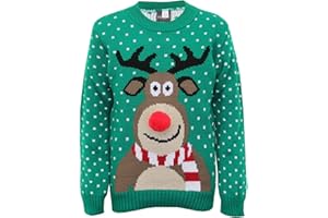 BSBAAA FASHIONS® Boys Girls Knitted Xmas Rudolph Reindeer Bambi Deer Santa Elf Top - Children Long Sleeve Novelty Sweater Merry Christmas Jumper Age Size 5-13 Years
