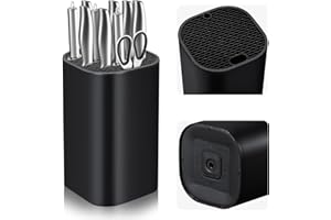 MICHIHOMIE Soporte Cuchillos Cocina, Porta Cuchillos Cocina, Bloque para Cuchillos sin Cuchillos, Soporte Universal para Cuchillos con 21 Ranuras y Diseño de Desagüe, Bloque de Cuchillos Vacío ExtraíBle