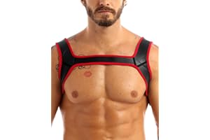 Agoky Arnés de Pecho Neopreno para Hombre Lencería Erótica Cosplay Cinturón Músculo Correas Anchas Doble Hombro Ropa Noche Club Juego de Roles