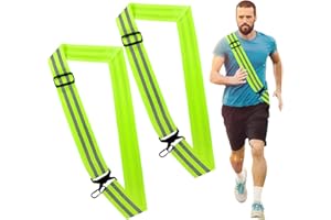 HaoHanEup High Visibility Reflective Sash,2Pcs Reflective Night Running Strips,Adjustable Reflective Walking Belt,High Vis Cycling Gear with Clip for Runner,Cyclist at night
