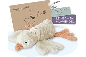 BJORKI Cojín de calor para bebés y niños, relleno de linaza para el microondas, perfecto como peluche y cojín calmante para calidez y bienestar