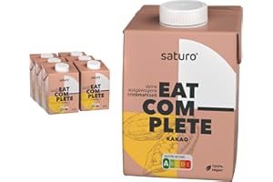 ‎SATURO Saturo Trinkmahlzeit Kakao | Astronautennahrung Mit Protein & 500kcal | Vegane Trinknahrung Mit Wertvollen Nährstoffen, Schokolade | 6 x 500 ml