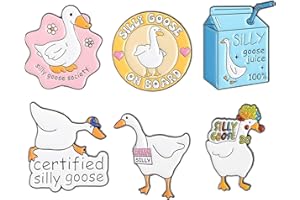 Hpmjz 6Pcs Cute Goose Letter Lapel Pin Funny Words Animal Enamel Pins Set Cute Goose Themed Badge Pins for Backpack Bulk Aesthetic Novelty Lapel Pin for Hats Bags Jackets Decoration Kids Men Women