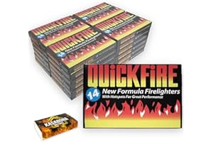 Quickfire Firelighters Bulk Pack Fire Lighters hotspot Burners BBQ Coal Wood Burners with KasaBona Safety Matches – 14 Firelighters (168 Firelighters), White (369562 + ksbmatches)