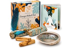 MyHappyGoods Premium rökelseset I vit salvia för rökning, Palo Santo I robust abalonskal I rökelsebunt I detaljerade instrukt