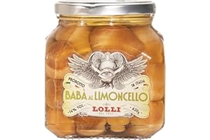Lolli babà artigianali imbevuti da una bagna alcolica a base di Limoncello, consistenza morbida e spugnosa, vaso in vetro da 620g 14% Vol