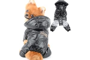 PAIDEFUL Abrigo de Invierno para Perros Pequeños Impermeable Chaqueta con Capucha Acolchado Cachorros Chihuahua Ropa Clima frío Ropa para Gatos Traje de Nieve para Mascotas A Prueba de Viento Negro XL