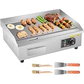 VEVOR Electric Griddle 3200 W 535 x 300 mm, Temperature Control 50 to 300 &deg;C, Stainless Steel Countertop Grill with Flat Surf