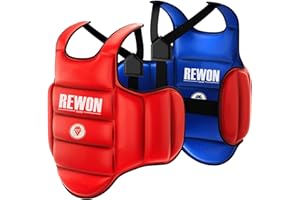 Rewon Gear Corpetto Protettivo per, boxe Arti Marziali, Taekwondo Corpetti Protezione, Regolabile Torace Petto Guardia per Kickboxing Karate MMA Muay Thai Adulto