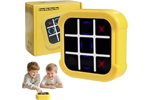 THALIRE Juego electrónico portátil Amarillo con Tres en Raya electrónico y 4 Modos de Juego, Dispositivo portátil con Tres en Raya electrónico para Juegos de Viaje niños, Regalo para niños y Adultos
