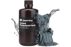 ELEGOO 8K 3D Printer Resin, Standard Photopolymer Resin 405nm UV-Curing Resin, Best for 8K/9K/12K/14K/16K LCD 3D Printer Space Grey 1000G