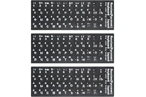 Lucocia 3 Stück Russische Tastaturaufkleber,Kyrillische Tastaturaufkleber Russische Universelle Aufkleber Universal Tastatur Aufkleber Ersatz Aufkleber für Laptop,Tastatur,Schwarz unten,weiße Schrift