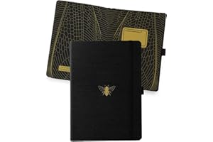 DINGBATS* NOTEBOOKS Dingbats* Pro B5 Grande Cuaderno Punteado - Libreta Con Cubierta Textil Negra, Encuadernada Con Hilo Para Trabajar, Viajar - Cierre Elástico, Marcador