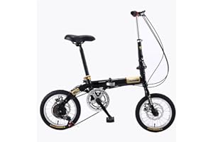 ZYJIX Bicicletta Pieghevole da 14 Pollici, Bicicletta Compatta Portatile per Studenti A 5 velocità, Bicicletta Leggera per Pendolari Urbani per Uomo E Donna(Color:Nero)