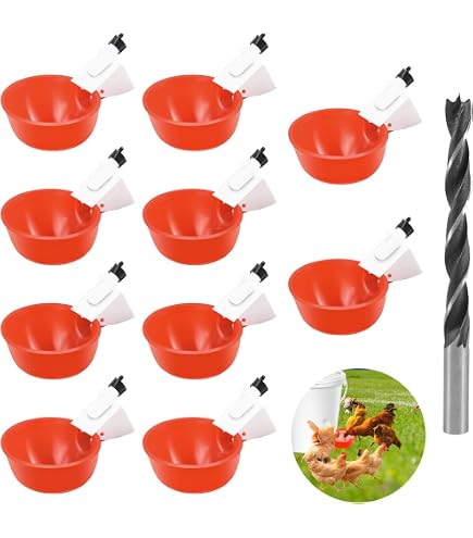 10 Gobelets à Eau Auto-remplissants Pour Poules Et Petits Animaux - Abreuvoir Automatique Réglable, Facile à Nettoyer - 2