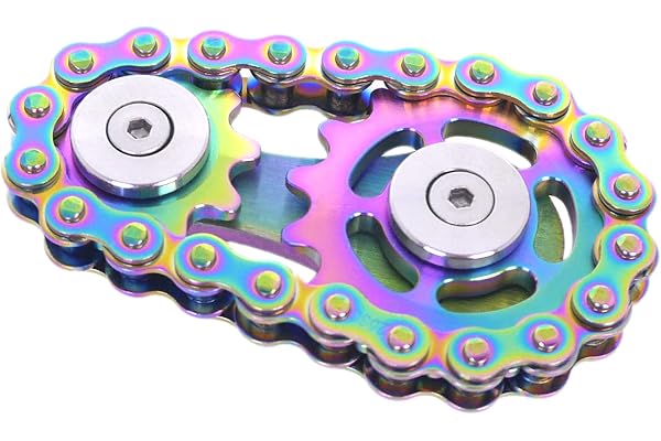 DMaos Fidget Spinner, chaîne de vélo de Liaison Spinner Design 2 Gears figity Spin Finger Games, mécanique Durable en Acier Inoxydable métallique, roulements Lisses, Jouets Premium - Tout en Couleur