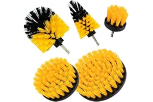 QTACIE Drill Brush for Cleaning, 5Pcs Drill Brushes Set, Power Scrubber Attachment Kit for cleaning Bathroom, Kitchen, Sink, Tub, Floor/Wall Tile, Grill, Boat/Car wheel all Surfaces, Fits Most Drills