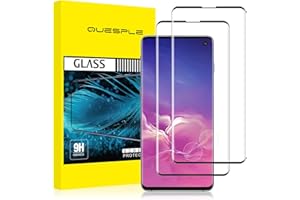 QUESPLE [2 Pièces] Verre Trempé pour Samsung Galaxy S10, Haute Qualité 3D Incurvé Couverture Complète, Dureté 9H, Sans Bulles, Film Protection écran, Compatible avec Lecteur d’Empreinte