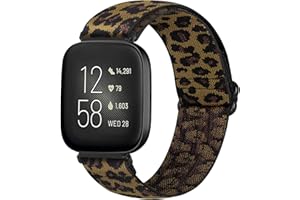 Runostrich Adjustable Elastic Watch Straps Compatible with Fitbit Versa/Fitbit Versa 2/Fitbit Versa Lite Nylon Sport Loop Stretch Wristband Replacement Band for Women Men (K)