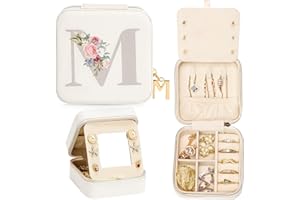 Enthralite Travel Jewellery Box for Girls: Traveling Jewellery Case Gift for Women - Mini Organiser for Necklaces Earrings White M