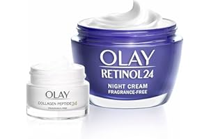 Olay Set Giorno E Notte: Retinol24 Crema Notte Idratante Per Il Viso, 50ml, + Collagen Peptide24 Crema Giorno Per Il Viso, 15ml, Idrata All’Istante Per 24 Ore