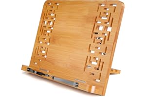 DIMJ Support de Lecture Pliable, Support pour Livre en Bambou, Réglable 5 Degré Pupitre de Lecture, pour Ipad, Tablette, Iiseuse, Livres de Cuisine, Encyclopédies et Atlas, 11 x 7.9 x 1.6 Pouces(Petite)