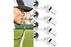 AONAT 4 Stück Trillerpfeife,Edelstahl Trillerpfeife,Metall Sportpfeife Schiedsrichter pfeifen Signalpfeife mit Ausgezeichnetem Klang mit Schlüsselband für Schulsport,Fußball,Hundetraining,Sportunterricht