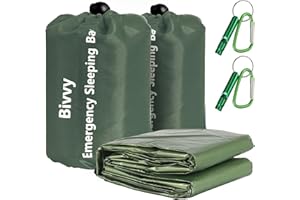 PAIRIER Sac de Couchage d'urgence 2 Pièces Sac de Bivouac Imperméable Léger et Chaud Bivvy de Survie Léger Camping en Plein air Randonnée pour Camping, Randonnée et Extérieur