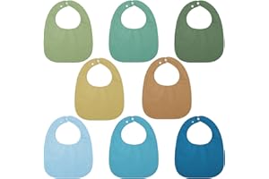LANJUE 8 Packs Bandana Dribble Bibs, Soft Cotton Baby Teething Bibs Waterproof Drool Bibs