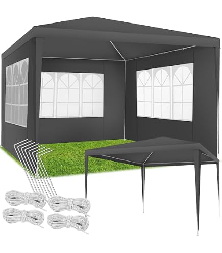 Mojawo Set 2 Pannelli Laterali Per Gazebo 300x300 Cm: Con Finestra E Senza, Impermeabili E UV Resistenti (Rosso)