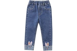 FAIRYRAIN Little Kids Mädchen Stickerei Jeans Denim Hose mit elastischer Taille Kleinkinder Hose