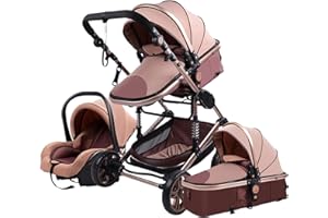 Magic ZC Carrito Bebe 3 en 1, Carro 3 Piezas con Diseño Portátil Plegable de Un Clic, Cochecito Tres Piezas con Empuje Reversible de Dos Vías, Carricoche Bebe con Accesorios (739 Beige)