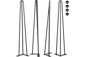 VEVOR Patas para Mesas de Acero al Carbono, Conjunto de Patas de Mesa Altura de Pata 41-102 cm, Patas para Muebles con 4 Pies de Goma, Patas de Mesa con Capacidad de Carga 100 kg (40,6)