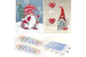 Komicea Dipingere con i Numeri Adulti, 2 Pezzi Paint by Numbers, Pittura a Olio Kit Bambini Principianti con Vernice e Pennello per Decorazioni Casa Regalo (Babbo Natale, 40 * 50cm)