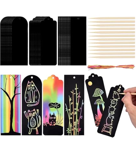 Set Scratch Art Natale Per Bambini - 36 Carte Con Nastri E Bastoncini - Decorazioni Festive - Foto 10