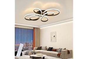 ZMH Lampa sufitowa LED, ściemniana, nowoczesna, czarna, z pilotem zdalnego sterowania, 65 W, z metalu, w kształcie motyla, do salonu, sypialni, jadalni, restauracji, gabinetu