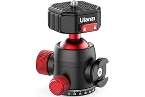 JUSMO ULANZI Kugelkopf mit Klaue Super Schnellentriegelung Design, Professioneller Metall 360° drehbarer Panorama-Kugelkopf mit Cold Shoe, bis 20 kg Tragkraft, für Stativ, Slider, DSLR-Kamera (U-100)