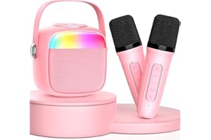 ‎JYX JYX Urządzenie do karaoke dla dzieci i dorosłych, mini, z 2 mikrofonami, głośnik Bluetooth, na imprezę domową, jako prezent dla dziewcząt i chłopców