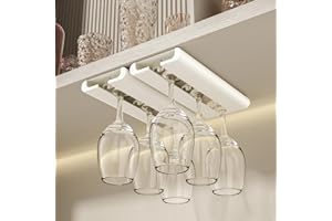 Vaisoeny Cuelga copas，paquete de 2 estante soporte copas colgante con borde de arco, adecuado para cocina, restaurante y bar (Blanco)