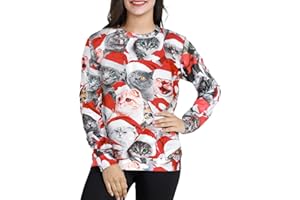 COSAVOROCK Unisex Ugly Christmas Sweatshirt 3D Printed Long Sleeve Xmas Jumpers