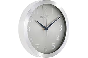 Bulova Winston Zegar ścienny C4844, średnica 25 cm, metalowa konstrukcja z diamentowymi krawędziami, cichy mechanizm kwarcowy, łatwe do odczytania cyfry arabskie