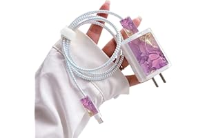 DIYGODY Bonito Protector de Cable con Patrón Marmoleado para el Cargador del iPhone, Lindo Ahorrador de Cable Cargador USB para Líneas de Datos de Móviles, Anti-caída Previene la Rotura del Cable - Púrpura
