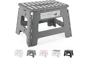 HOUSE DAY Składany stołek 22 cm, solidny składany stołek z uchwytem do przenoszenia, składany krok z antypoślizgową powierzchnią, dla dzieci i dorosłych, przenośna i kompaktowa konstrukcja do kuchni