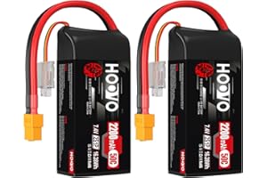 HOOVO 2S Lipo Battery 2200 mAh 7.4 V 50C SoftCase Short Pack Lipo Battery with XT60 Plug RC Battery for 1:16 RC Car Truck Helicopter Airplane Rock Crawler Airplane Helicopter (2 Packs)