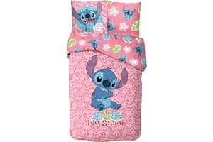 arlis Komplet pościeli Disneya Stitch – 1 poszwa na kołdrę + 1 poszewka na poduszkę – 100% bawełna (zestaw pościeli Lilo and Stitch, 140 x 200 cm)