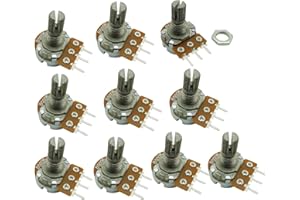 Aihasd 10pcs B500K 500K Ohm Adjustment Single linéaire Rotary Taper potentiomètre Shaft 15 mm